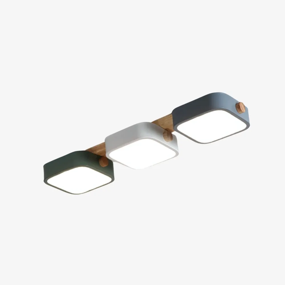Modern LED Ceiling Lamp - Square Wood Block Design for Kitchen or Living Room S383