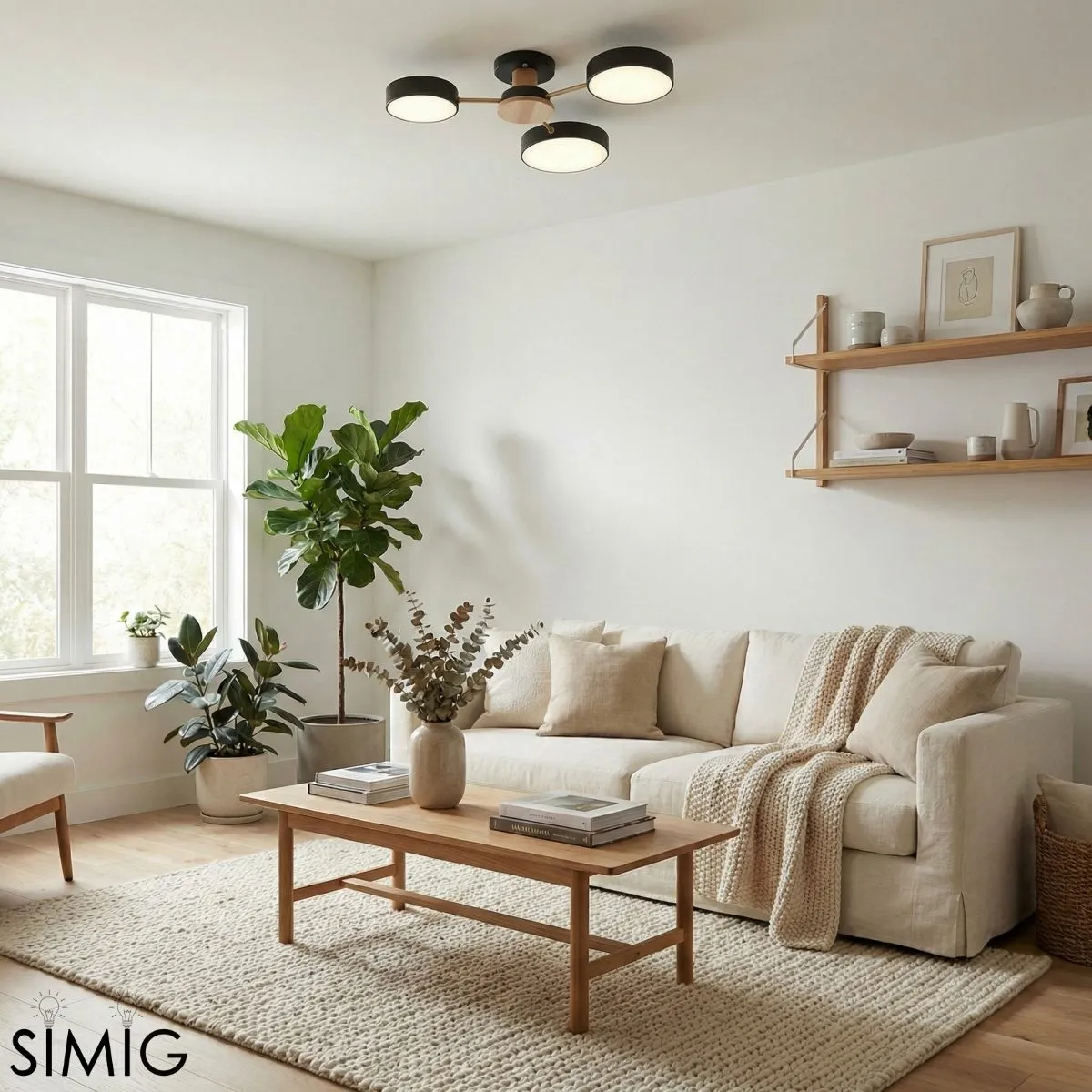 Stylish Wood-Branch Ceiling Lamp - LED Light for Dining Room and Living Room S378