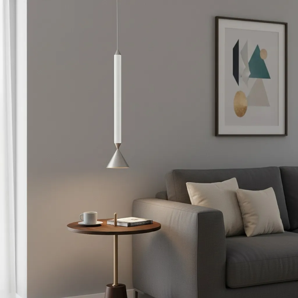 Vertara Minimal Cone Pendant Light – Sleek Architectural Hanging Lamp for Dining and Kitchen T1206