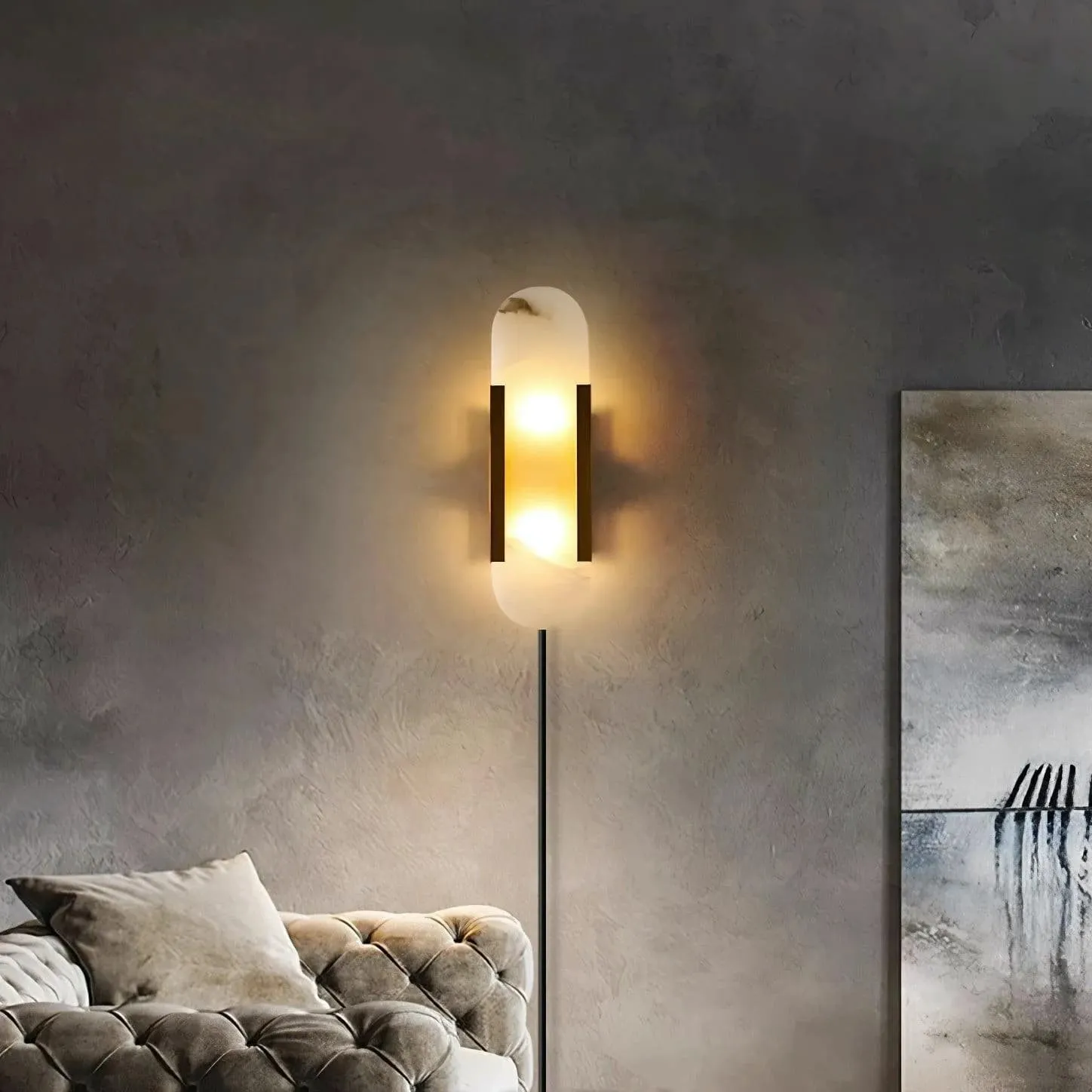 Alabaster Elongated Plug In Wall Lamp M135