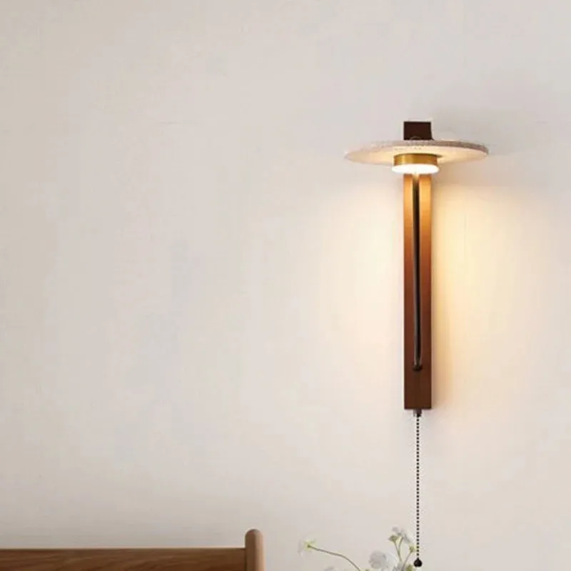 Retro Umbrella LED Wall Light with Solid Wood - Warm Accent Lighting S329