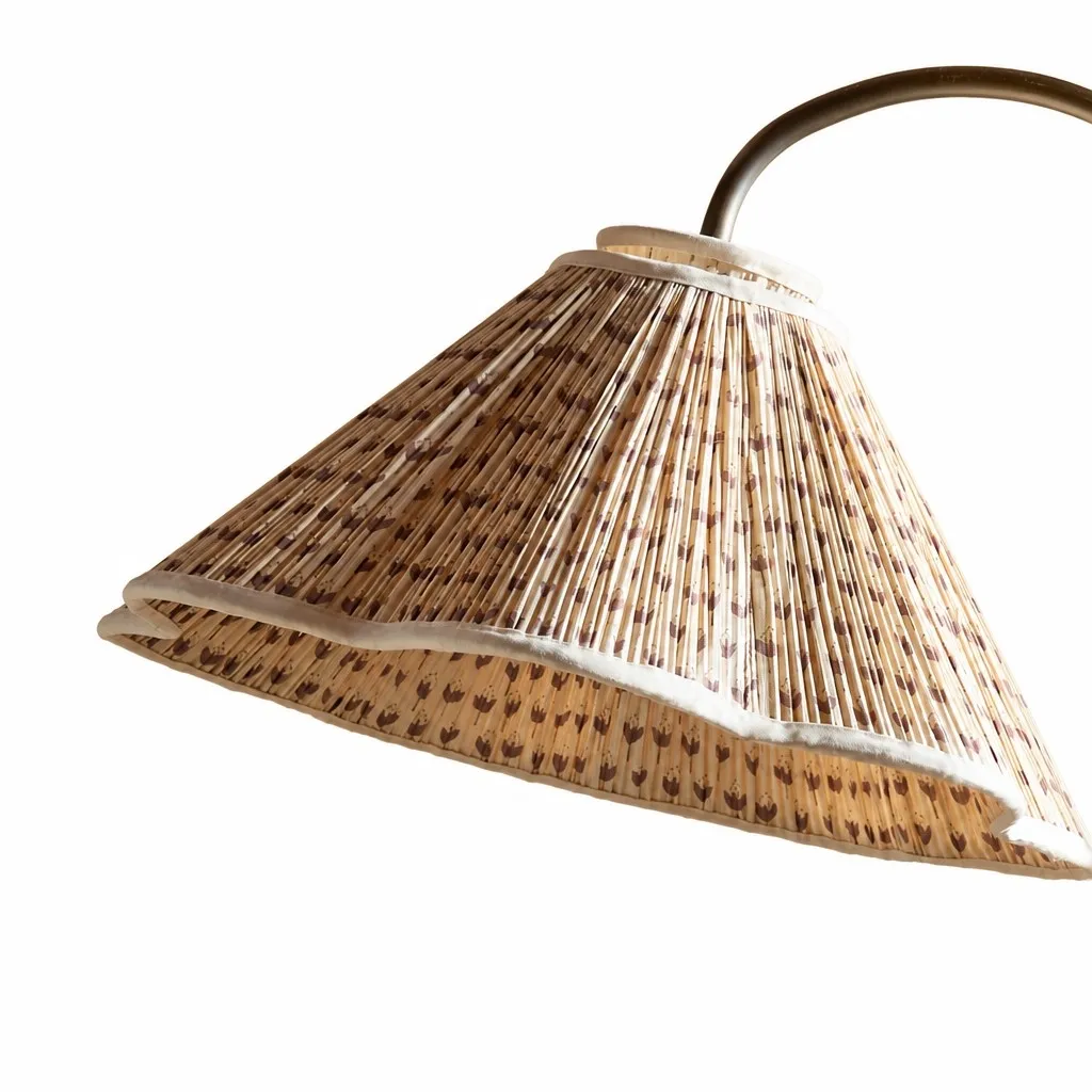 Veslin Elegant Floral Gooseneck Floor Lamp - Floral Linen Shade Lamp for Living Room T2206
