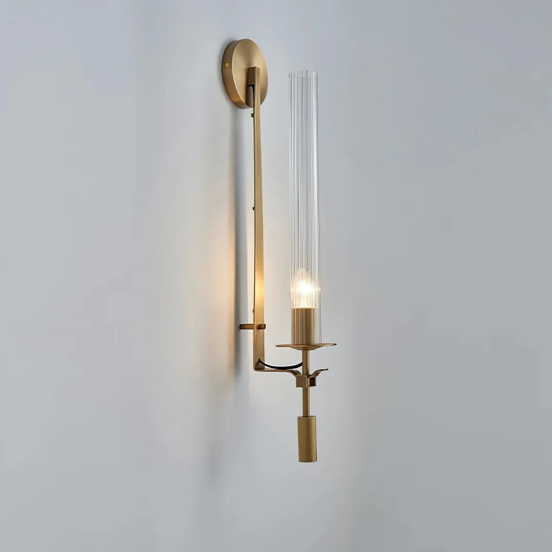 Ribbed Glass Wall Lamp with Slim Metal Base – Classic Meets Modern S229