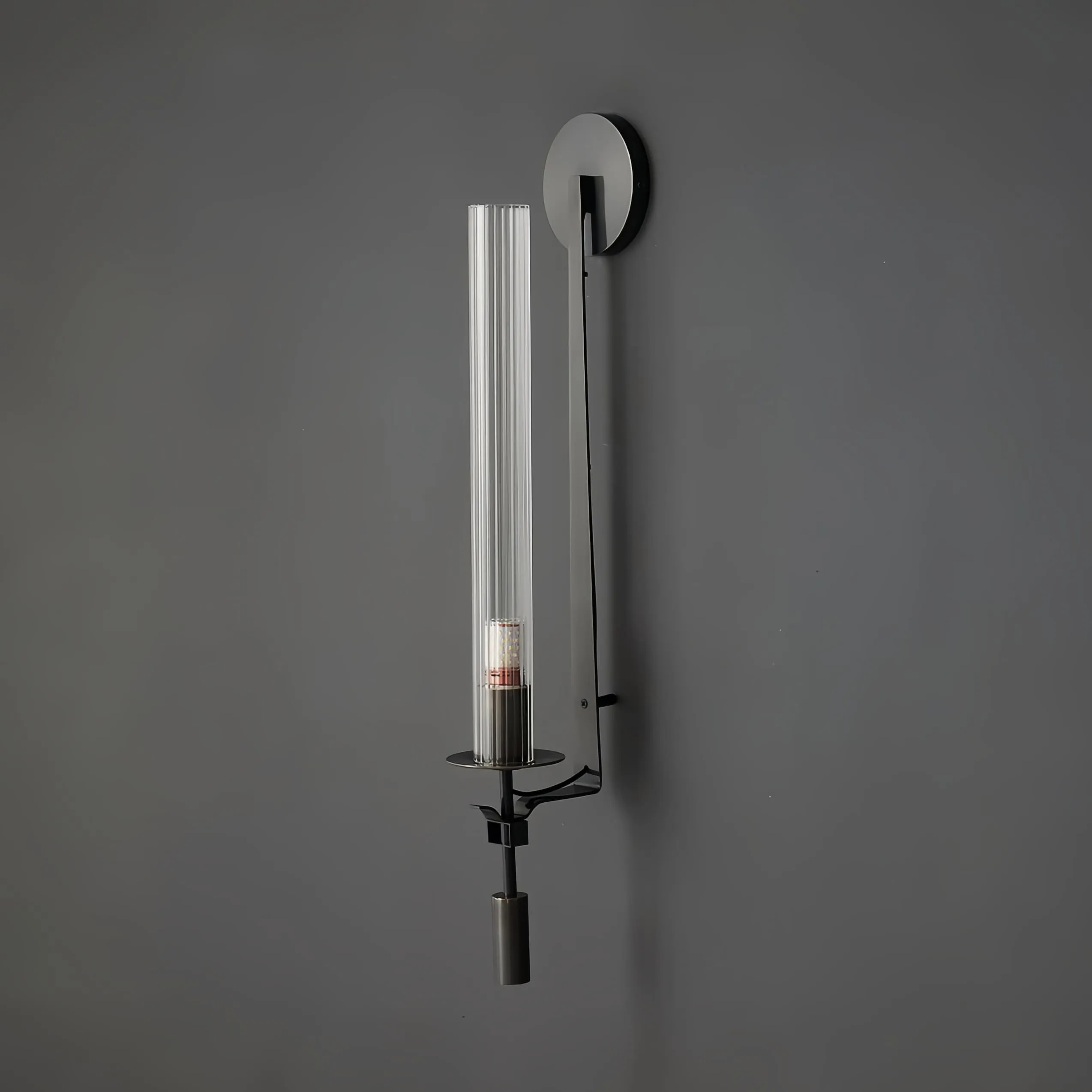 Ribbed Glass Wall Lamp with Slim Metal Base – Classic Meets Modern S229