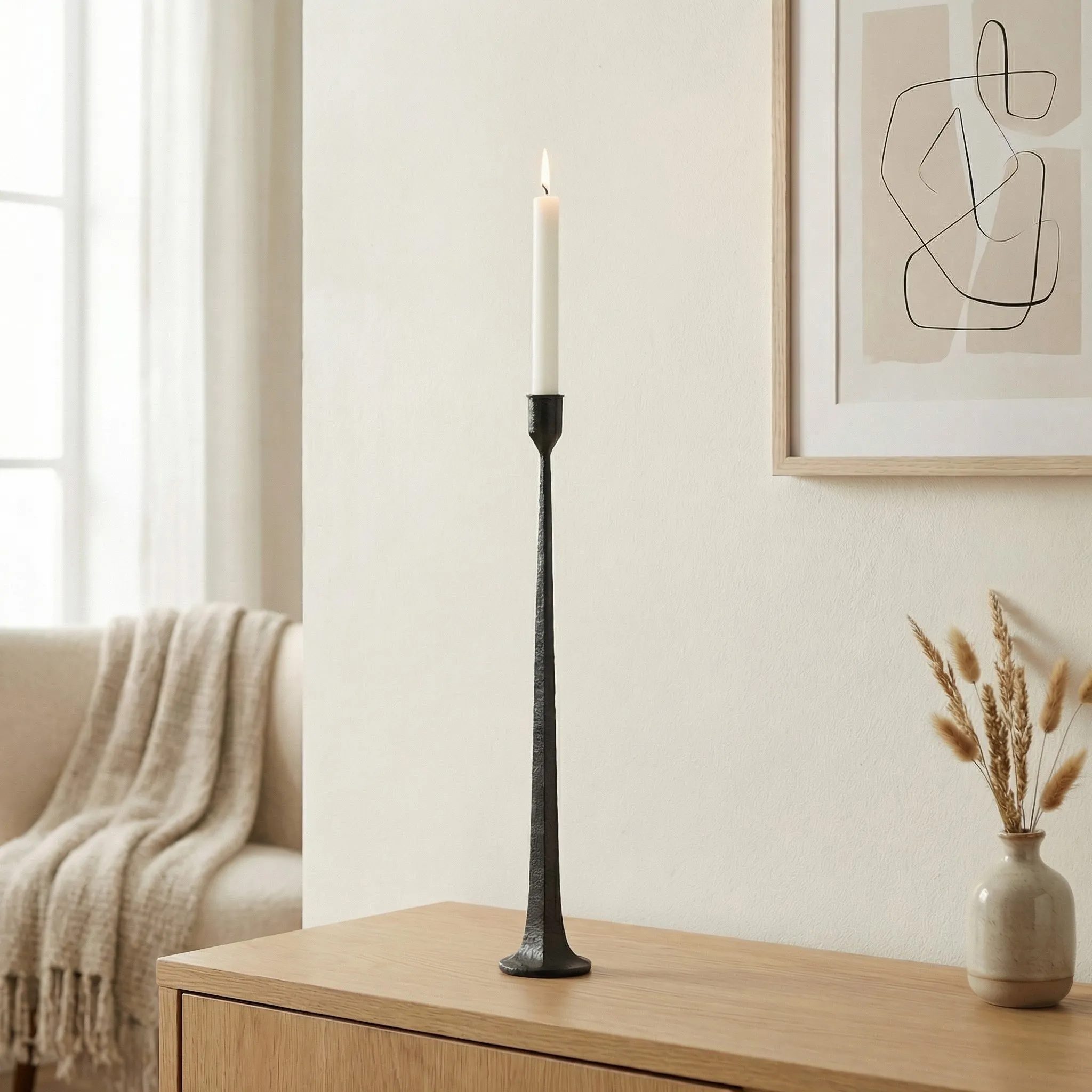 Tegna Tall Minimalist Taper Candle Holders - Modern Dining Table Decor T1190