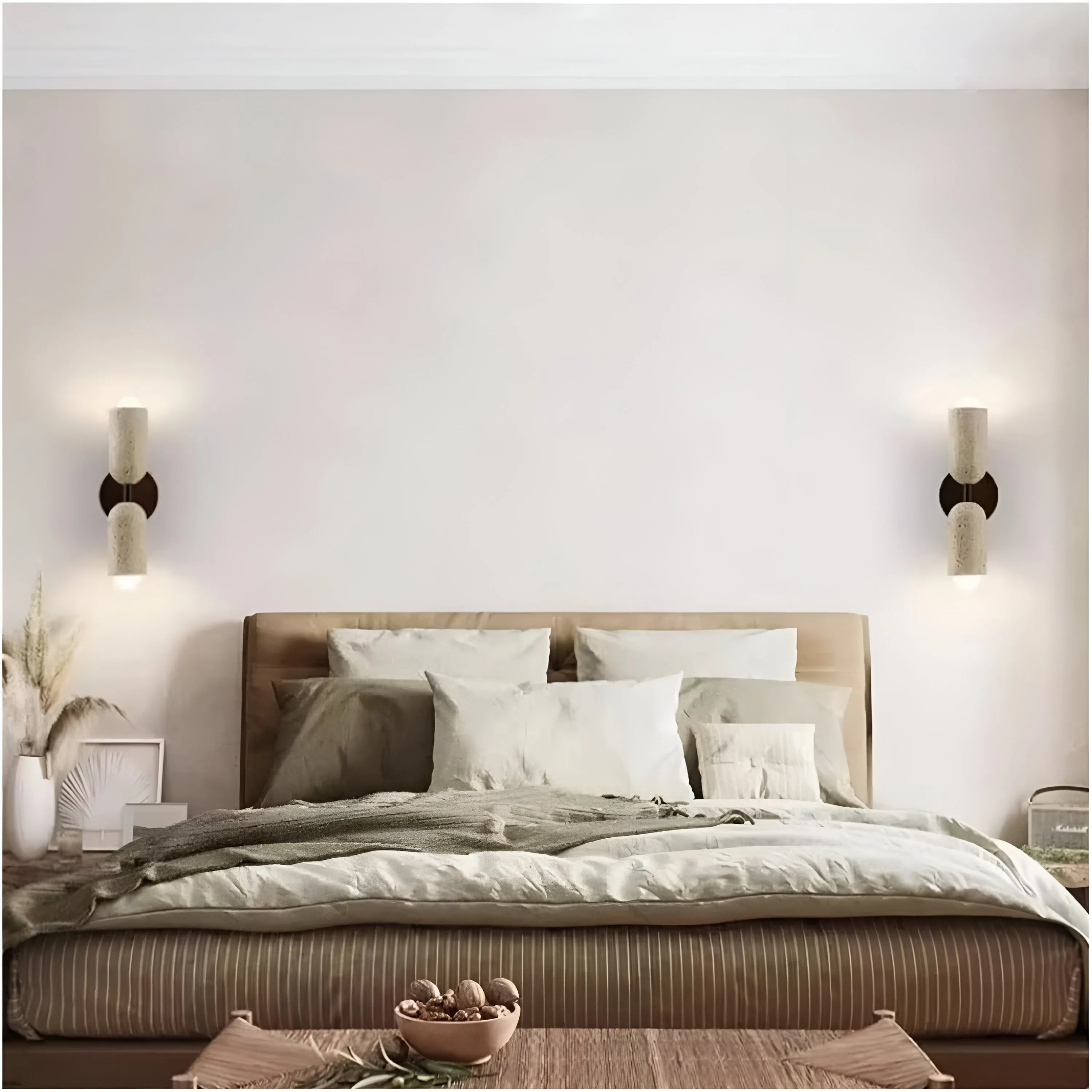 Merrill Travertine and Wood LED Wall Light T2186
