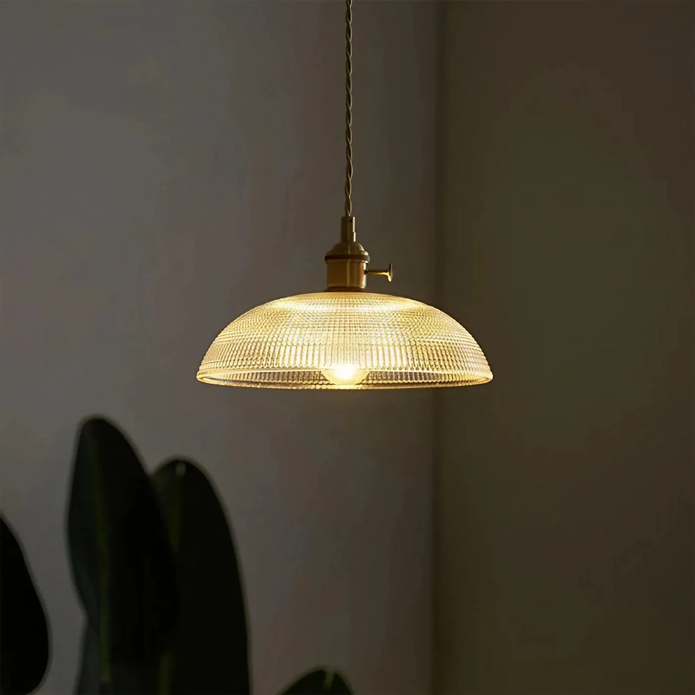 Ribbed Bowl Clear Glass Pendant Light - Classic Retro Dining Room Light S121
