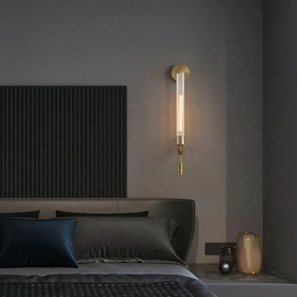 Ribbed Glass Wall Lamp with Slim Metal Base – Classic Meets Modern S229