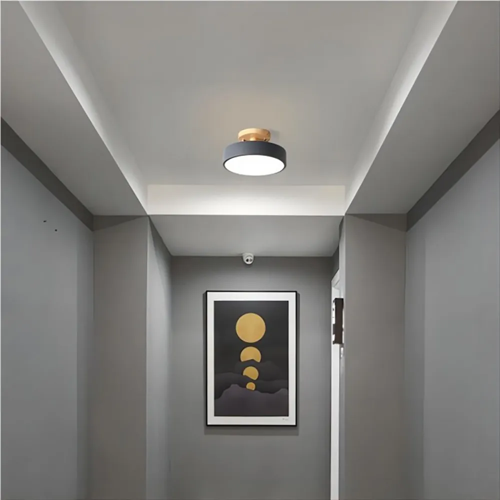 Nordic Macaroon Wooden Round Ceiling Lamp S90