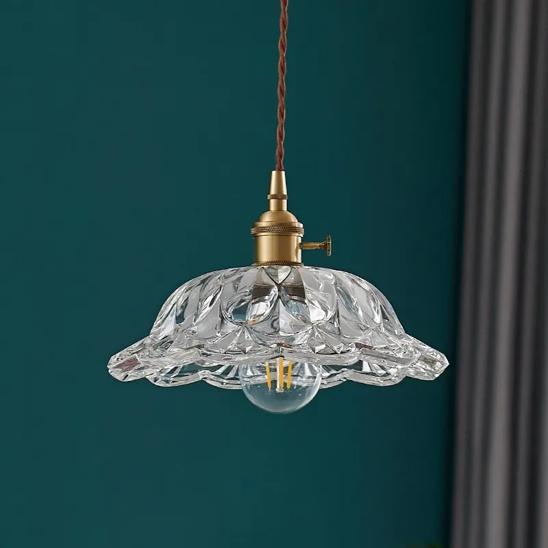 Nordic Vintage Flower Glass Pendant Light S67
