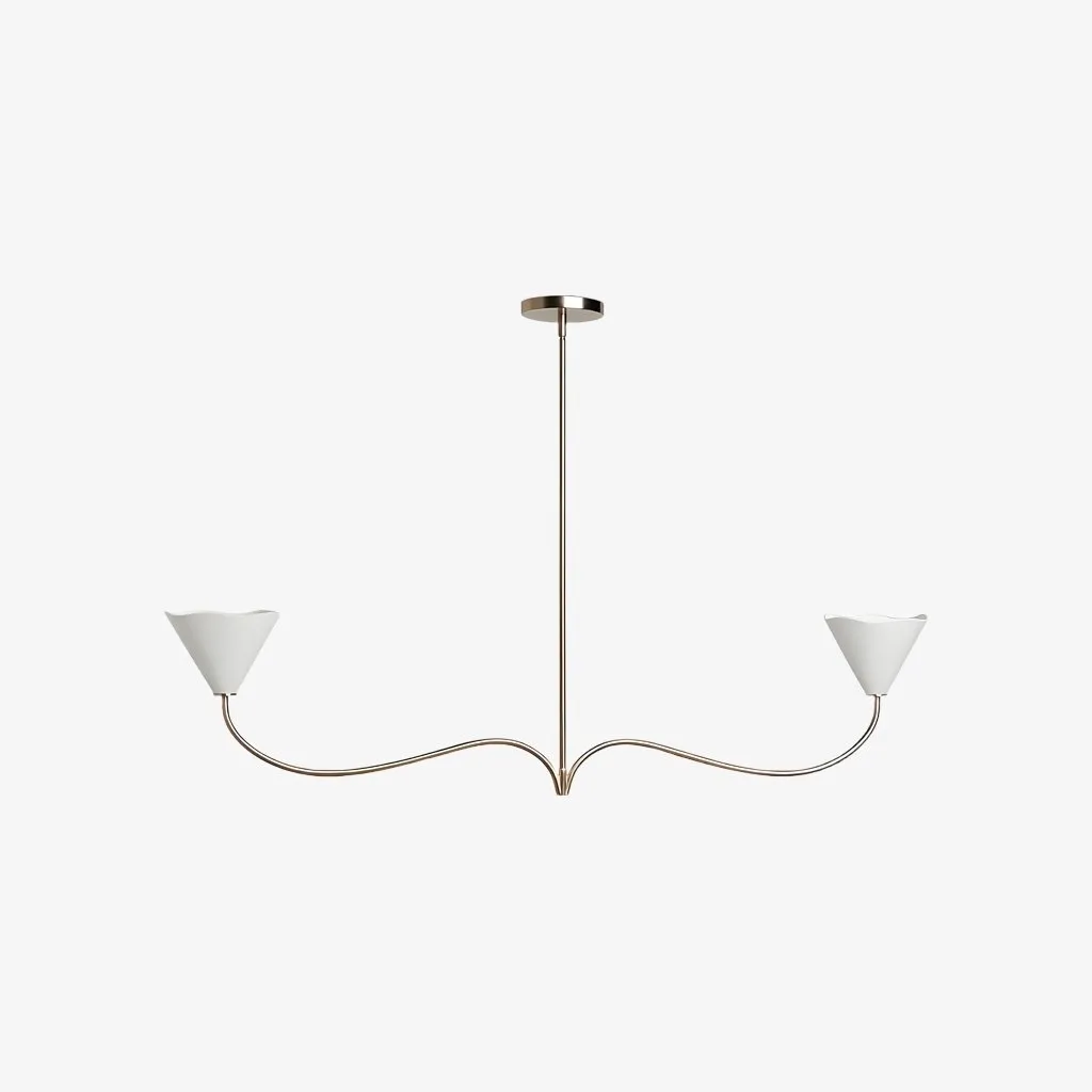 Kysara Linear Chandelier - Curved Lamp Arms and Fabric Shades are Suitable for Living Rooms or Dining Rooms T706