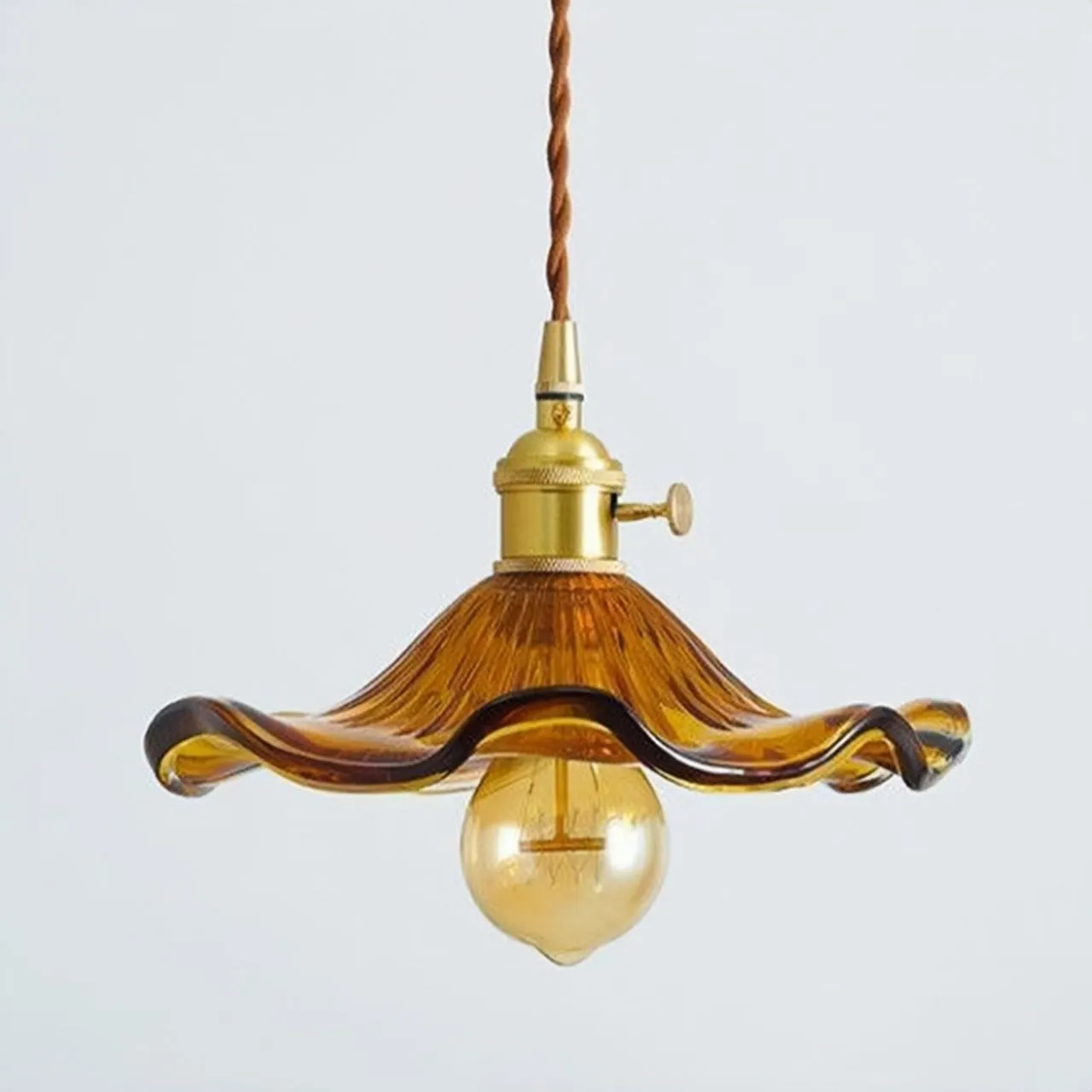 Vintage Glass Hibiscus Flower Pendant Light S129
