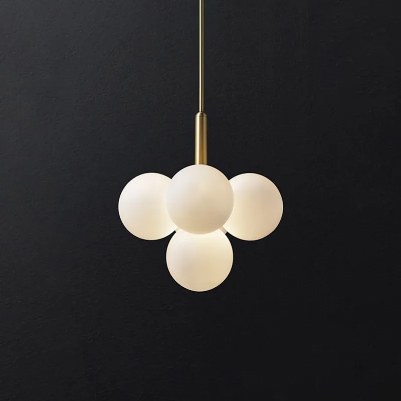 Opal Glass Bubble Cluster Grape Brass Chandelier for Dining Room