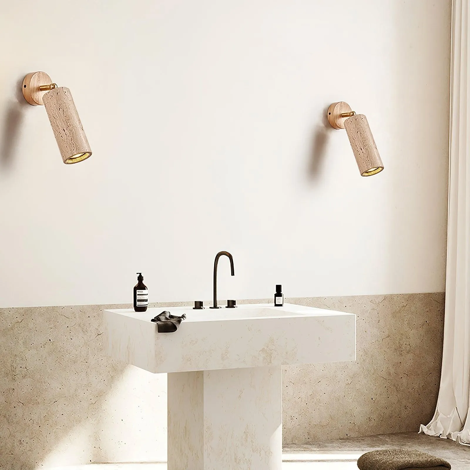 Travertine Walnut Spotlight Wall Lamp for Reading Work M40