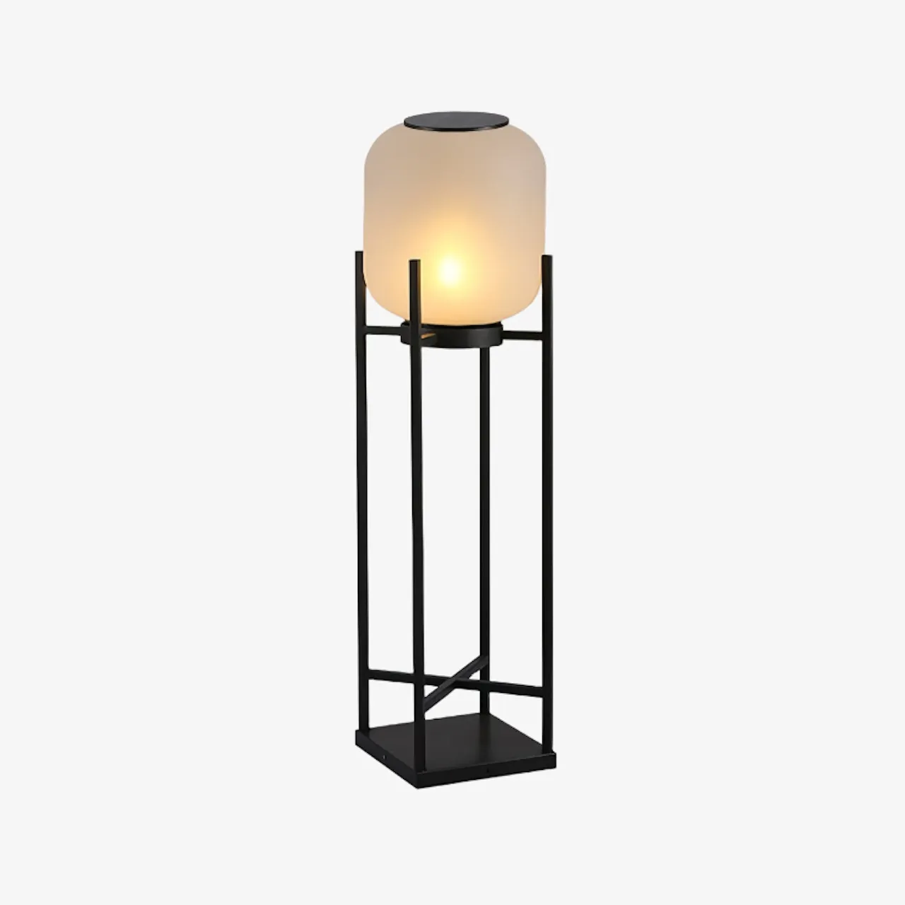 Minimalist Lantern Floor Light – Glass Shade for Outdoor Spaces
