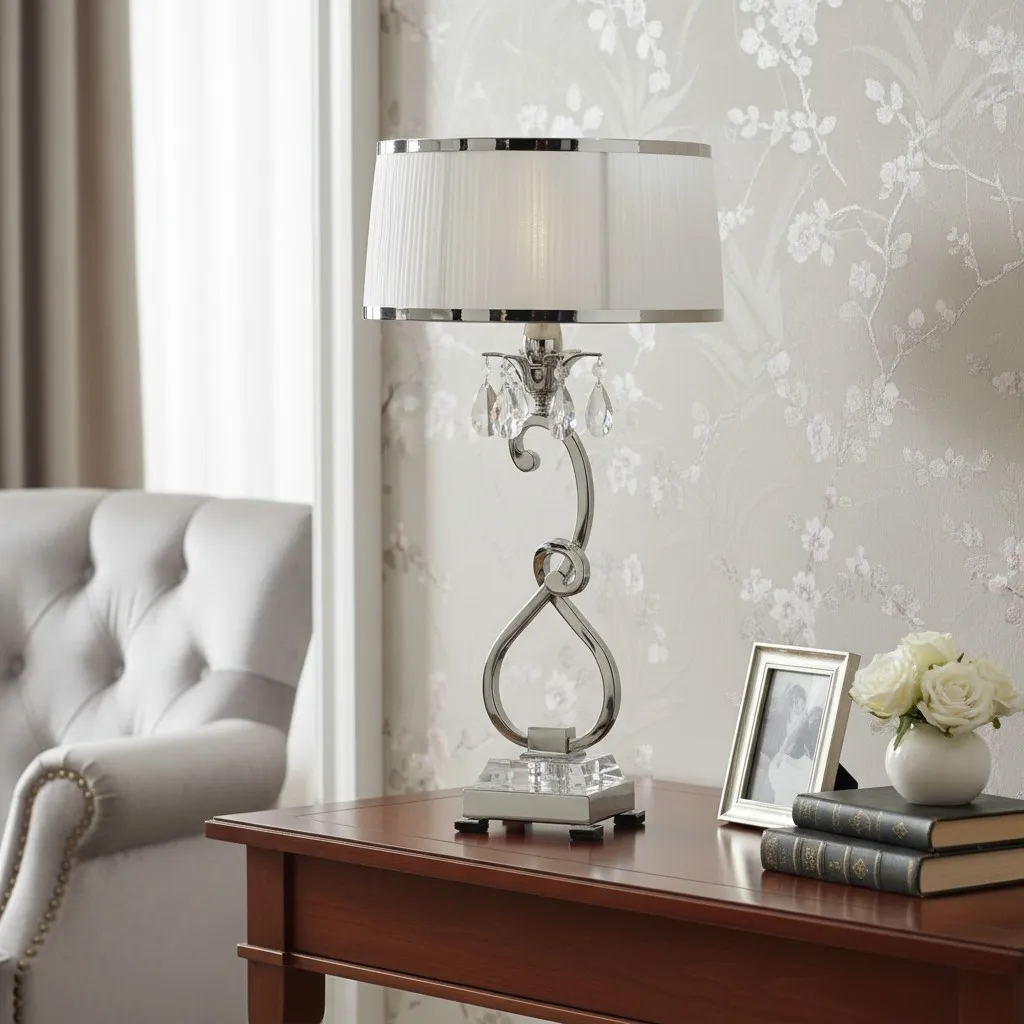 Talonis Decorative Crystal Table Lamp - Curved Metal Style for Home Interiors T951