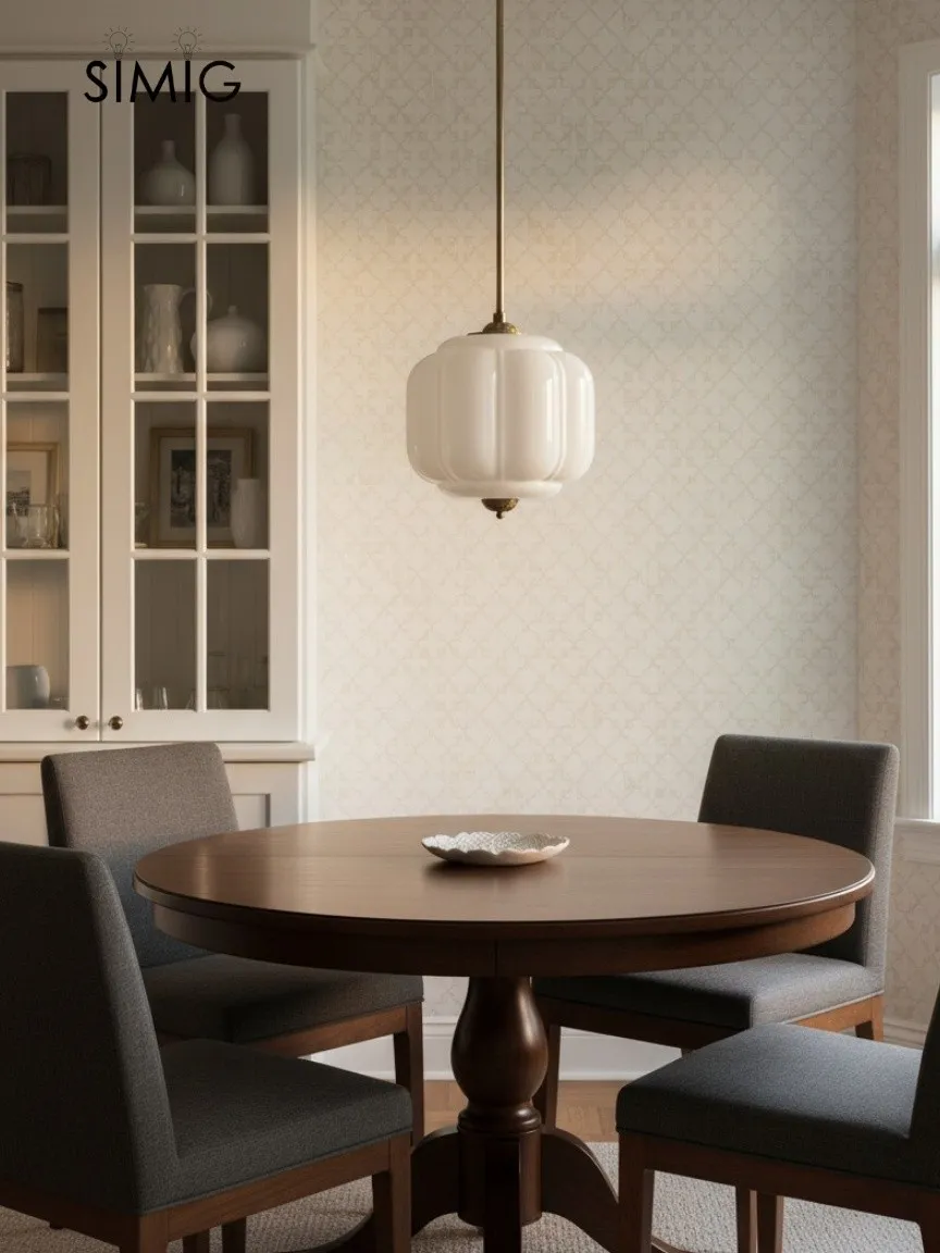 Eloise Vintage Milk Glass Pendant Light - Chic Retro Lighting for Dining Rooms S215