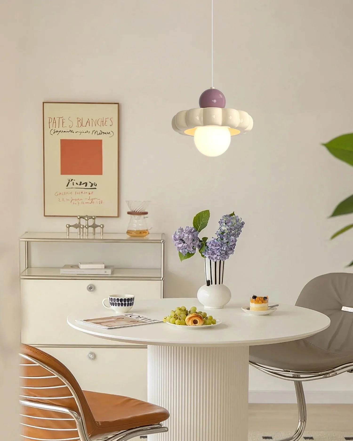 Cream Style Long Line Pumpkin Texture Pendant Lamp M173