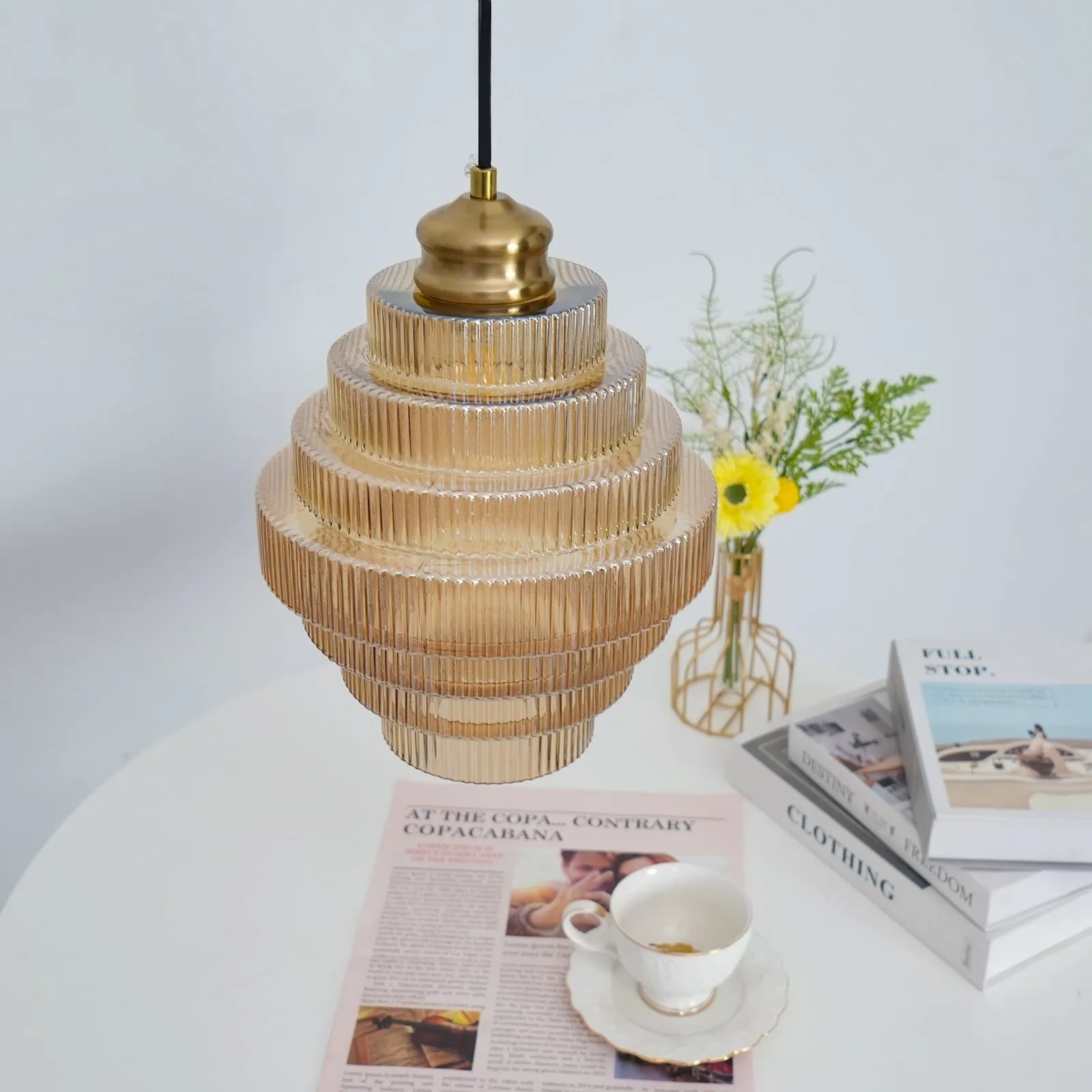 Modern Creative Pleated Design Glass Pendant Lamp M48