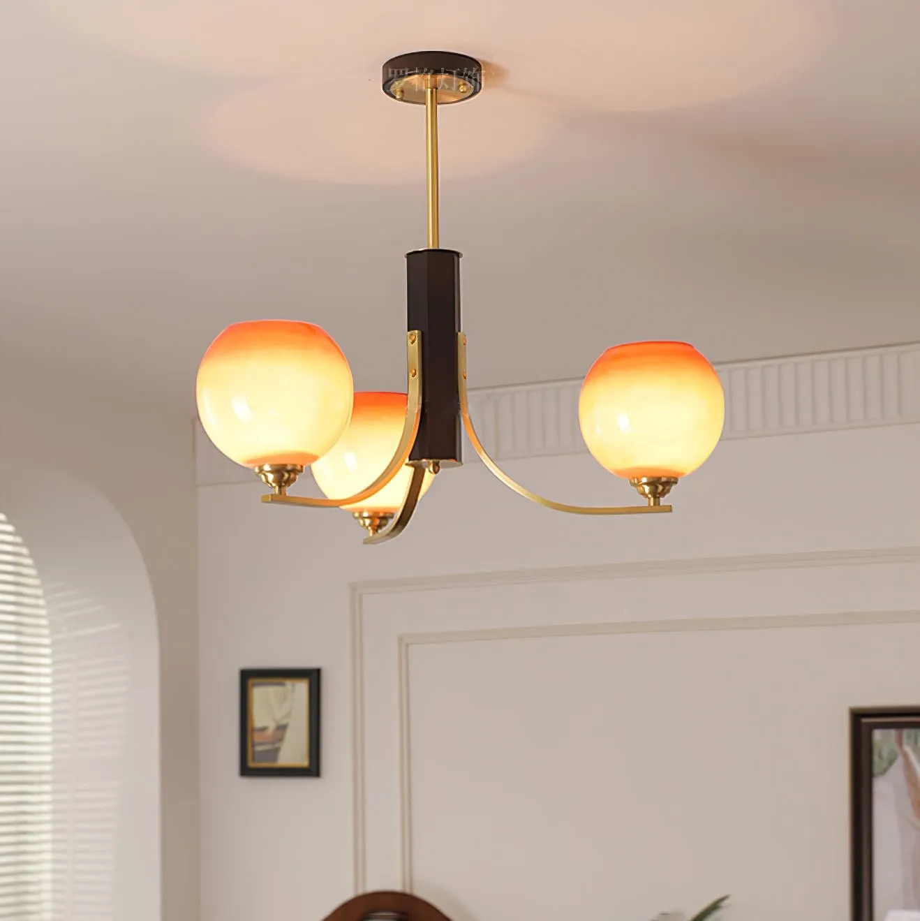 Vintage Caramel Globe Chandelier M398