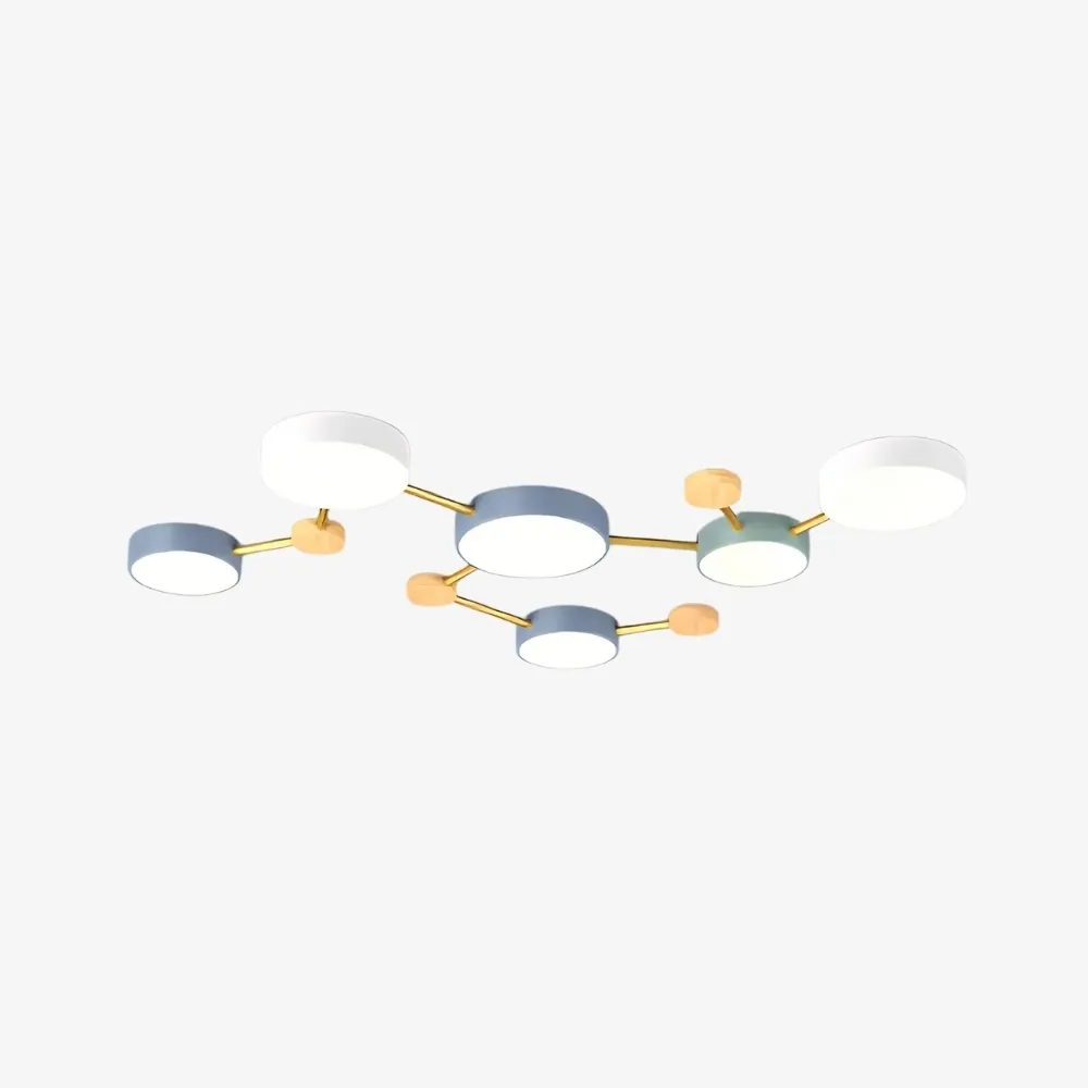 Contemporary LED Ceiling Lamp - Nordic Circle with Wood Branches for Bedroom S382