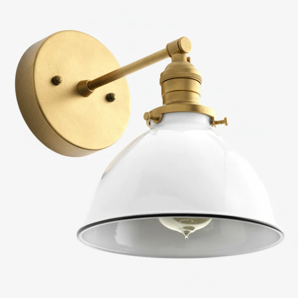 Conique Metal  Wall Sconce - White Metal Shade - Industrial Modern Lighting T307
