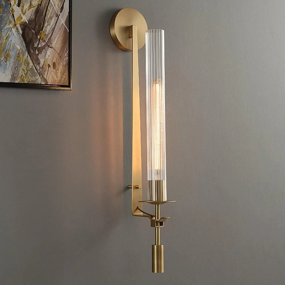 Ribbed Glass Wall Lamp with Slim Metal Base – Classic Meets Modern S229