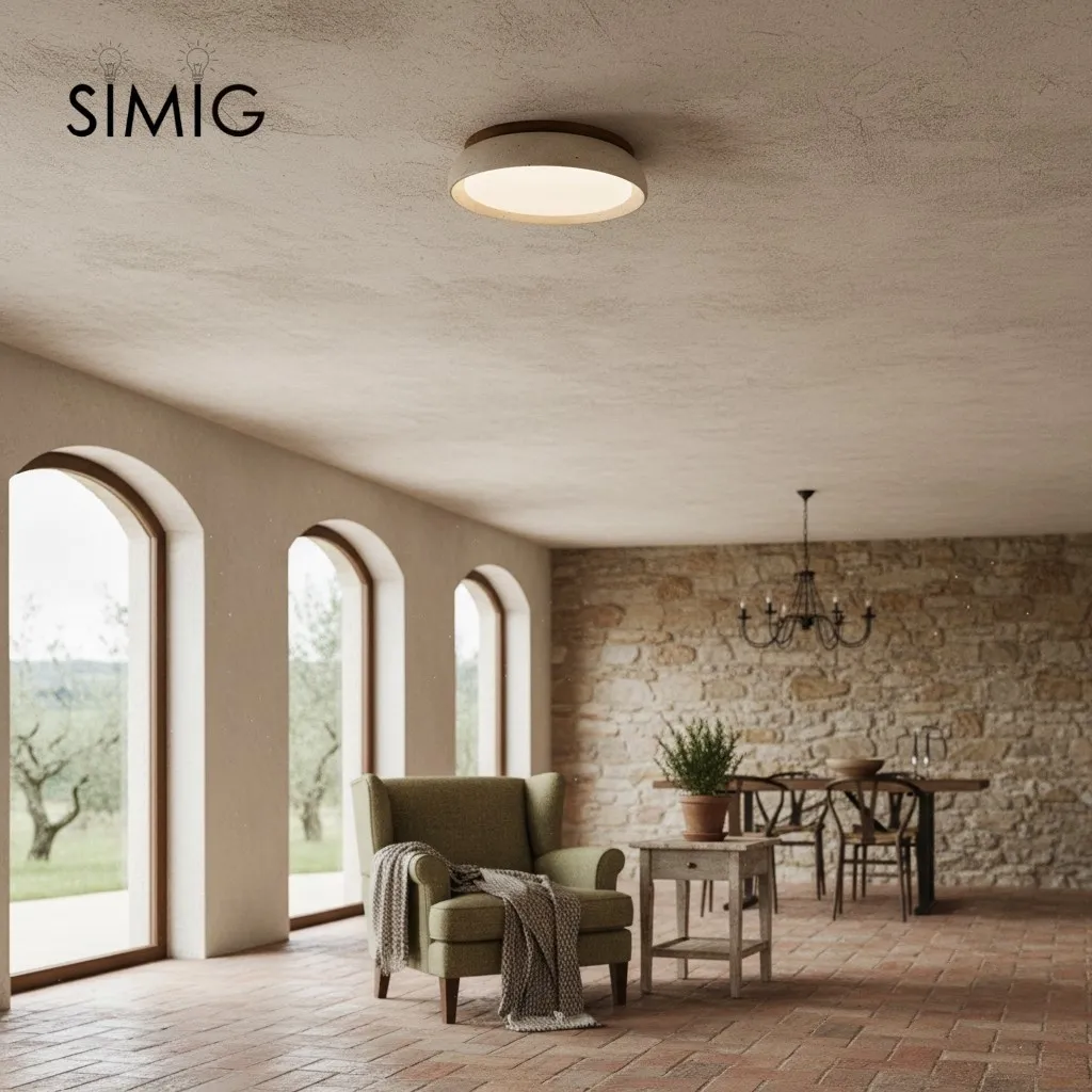 Wabi Sabi Travertine Round Ceiling Lamp - Light for Living Room S290