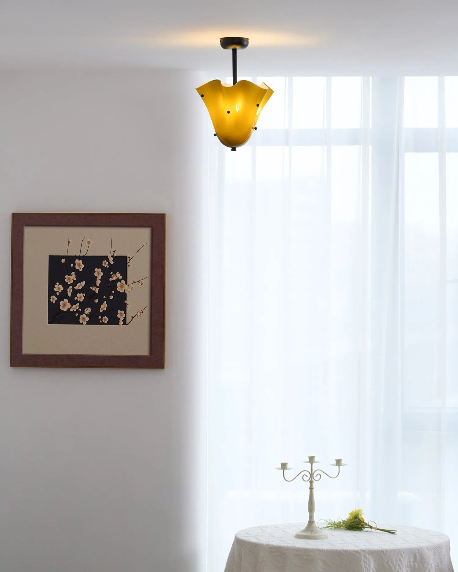 Bellina Petal Fold Glass Ceiling Light - Artistic Fixture for Bedroom T282