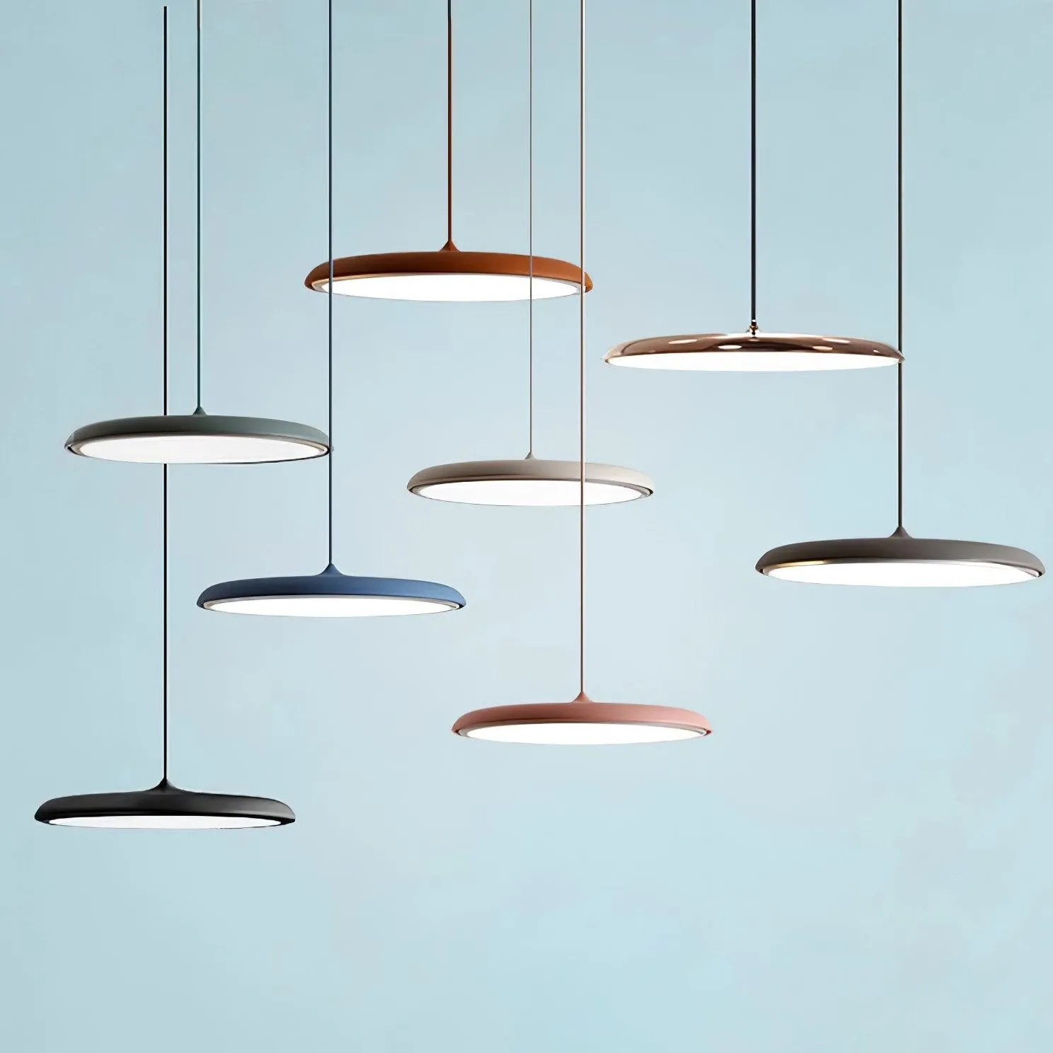 Modern Metal Saucer Pendant Light – Slim Design with LED Lighting M45