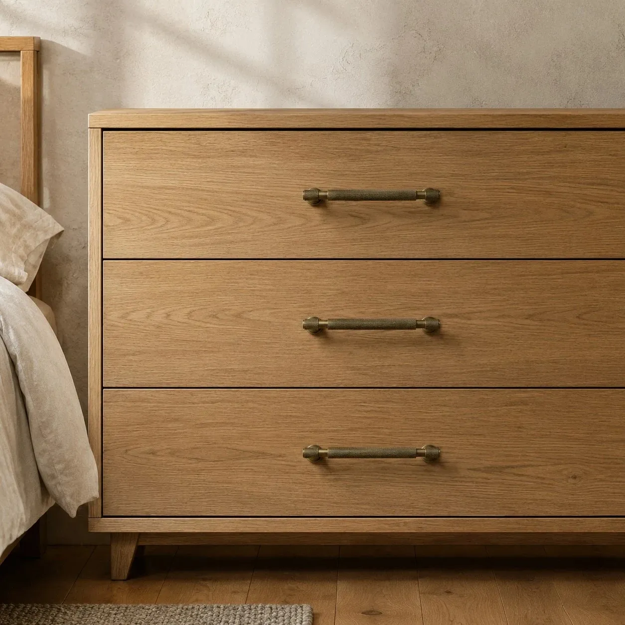 Antique brass drawer pull finish closeup