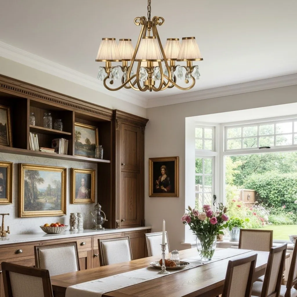 Talonis Multi-light Fabric Chandelier - Elegant Metal Curved Arms for Dining and Living T932