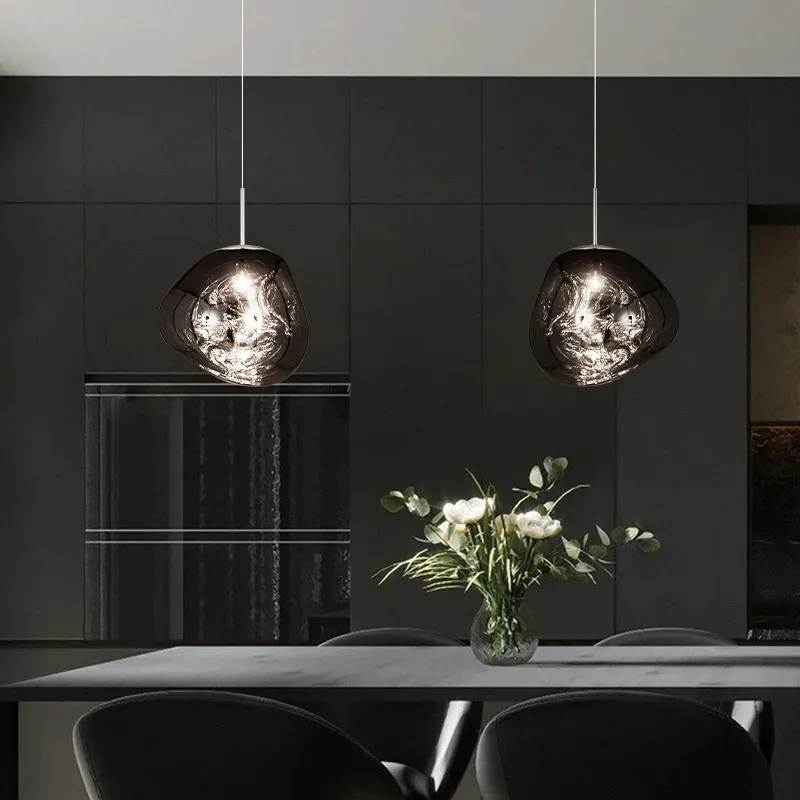 Glass Dynamic Pendant Light - Artistic Metallic Glow Pendant for Dining Area S54