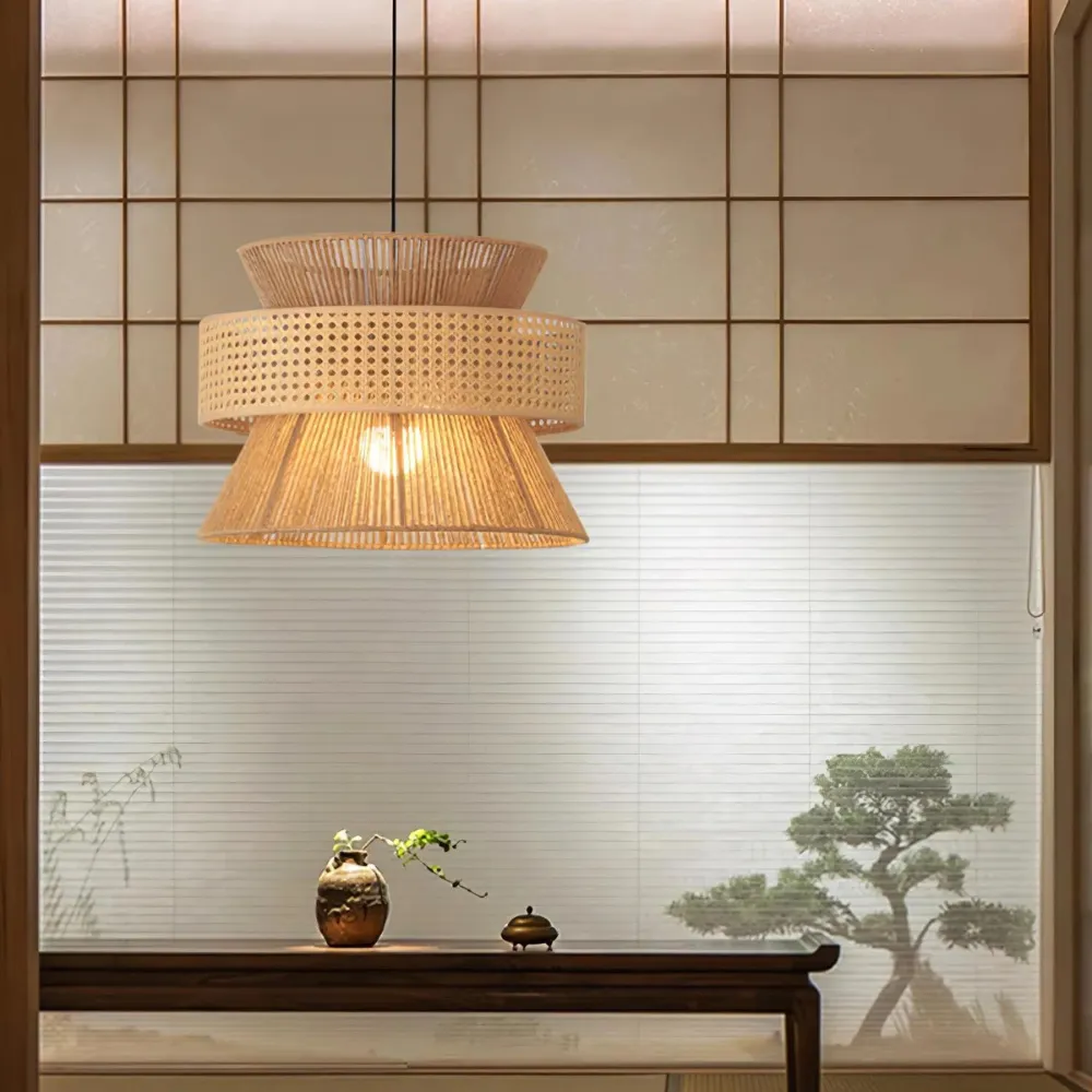 Handwoven Hemp Rope Rattan Veil Pendant Light T2037