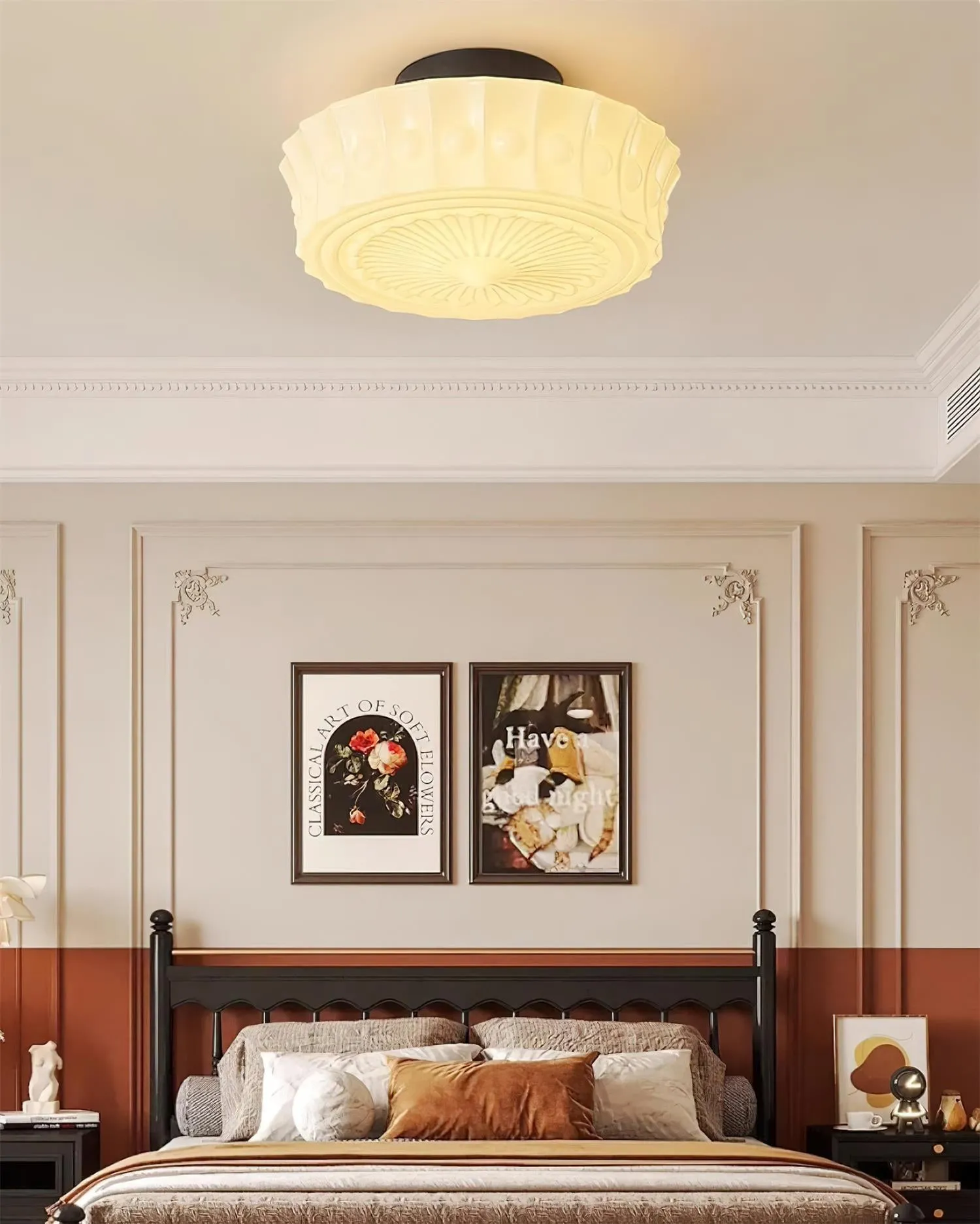 Rigidus French Vintage Glass Cream Style Ceiling Light M52