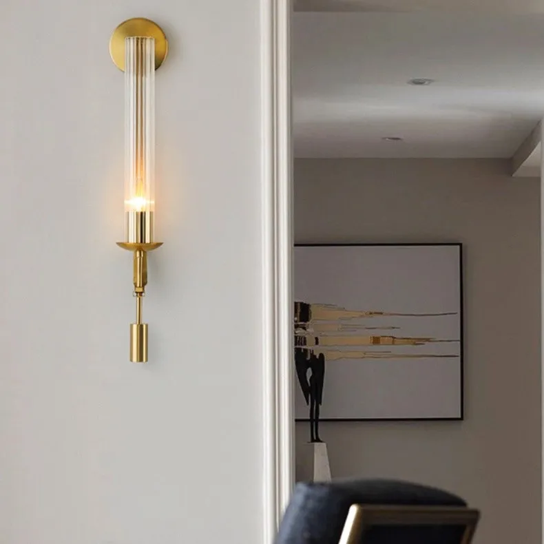 Ribbed Glass Wall Lamp with Slim Metal Base – Classic Meets Modern S229