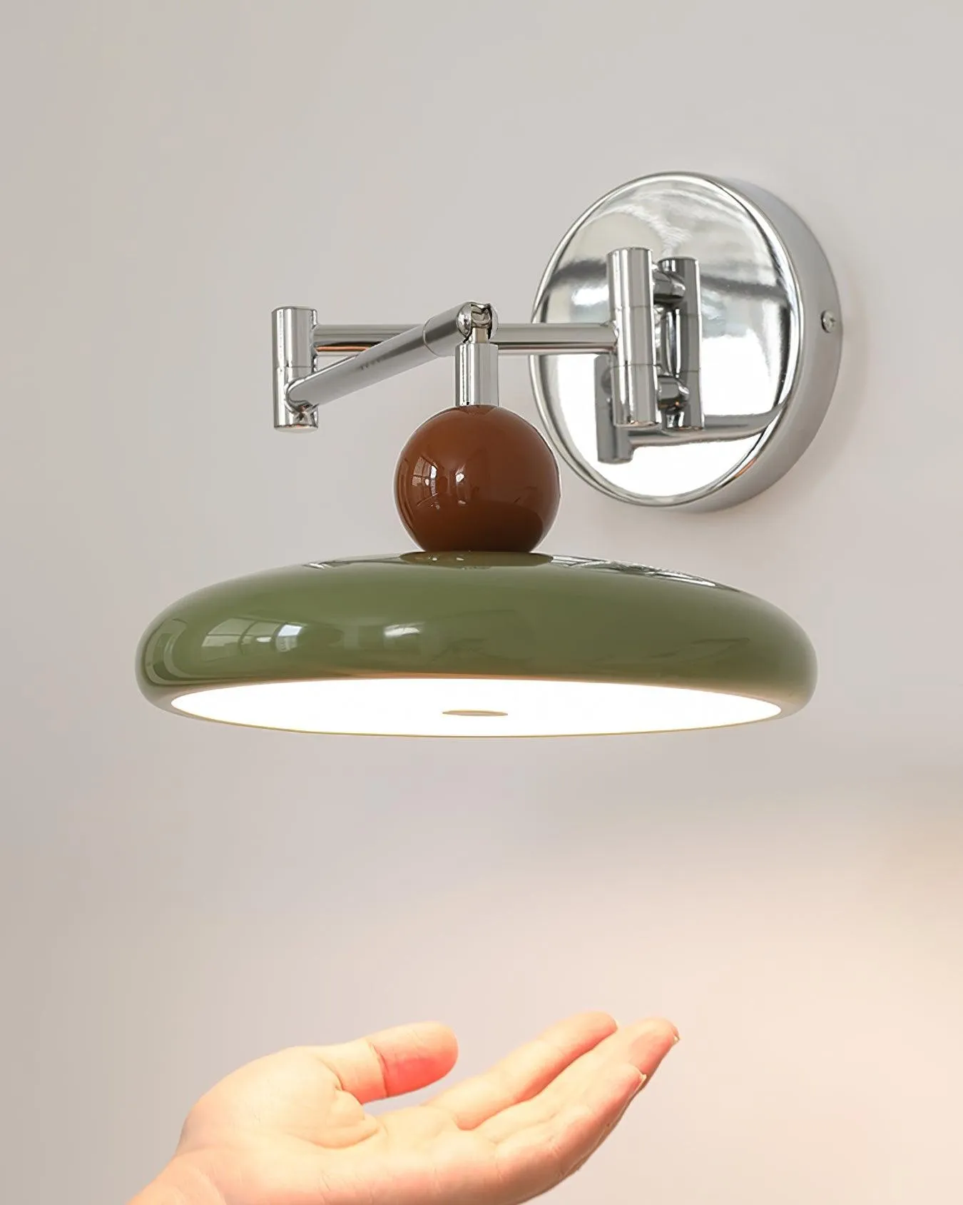 Cream Style Adjustable Swing Arm Disc Reading Wall Lamp M141