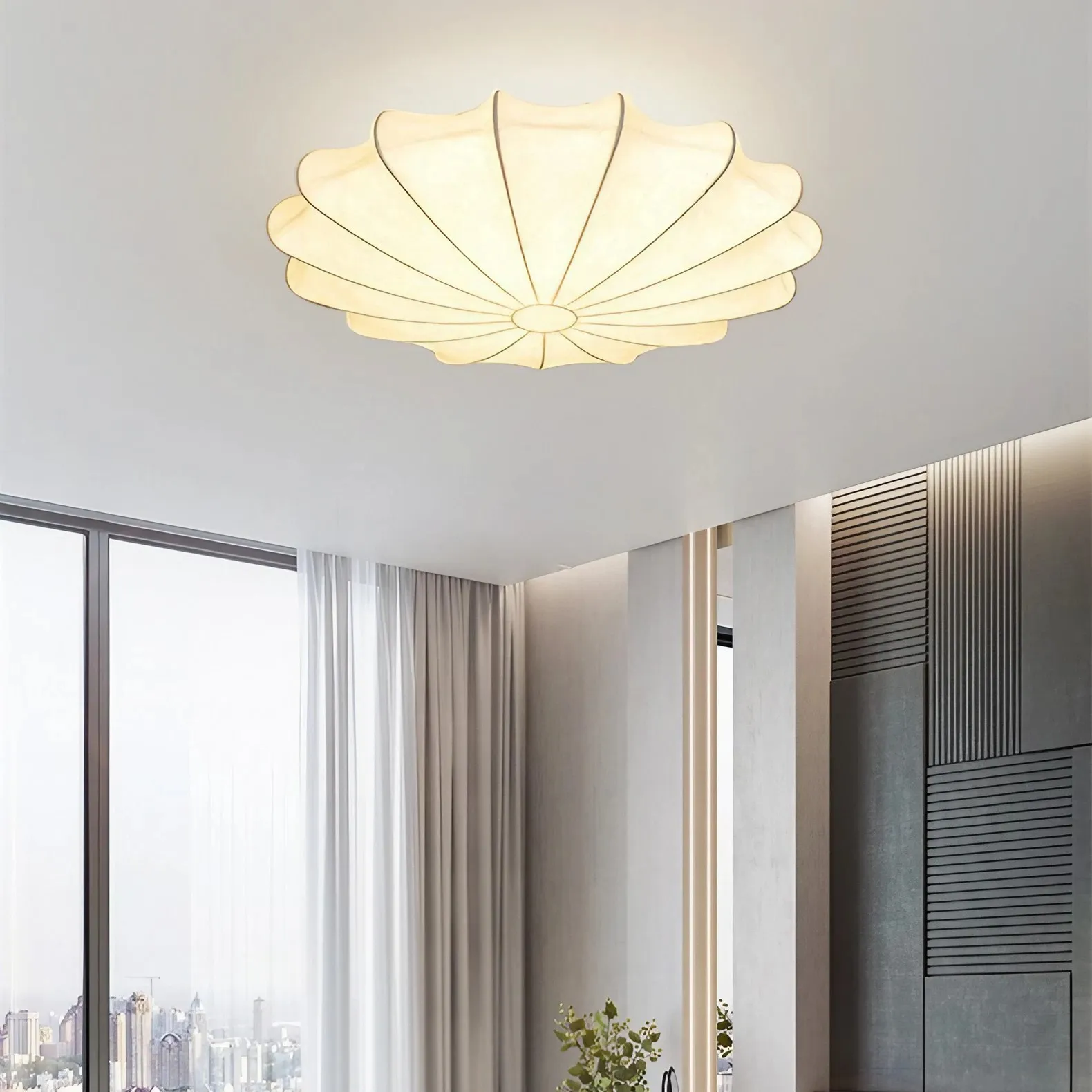 Japanese Style Wabi-Sabi Style Silk Ceiling Lamp S52