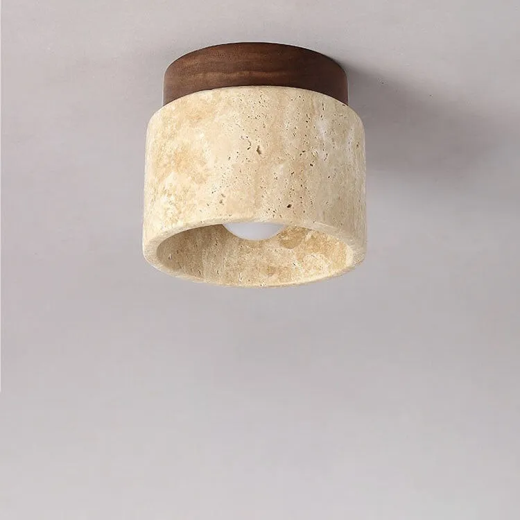 Natural Stone Travertine Ceiling Light - Minimalist Cylindrical Lamp G31