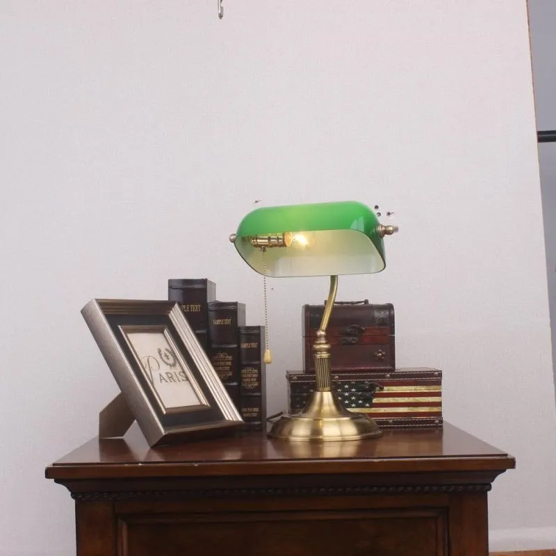 Classic Green Glass Bankers Table Lamp
