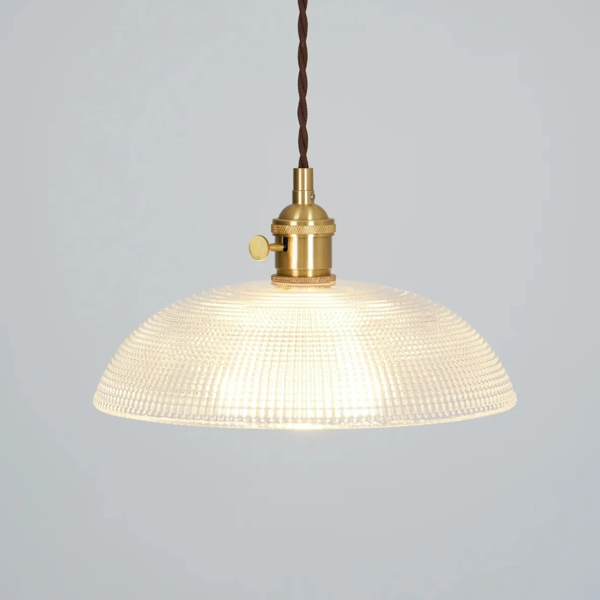 Modern Spiral Pendant Light – Textured Ribbed Glass Shade S225