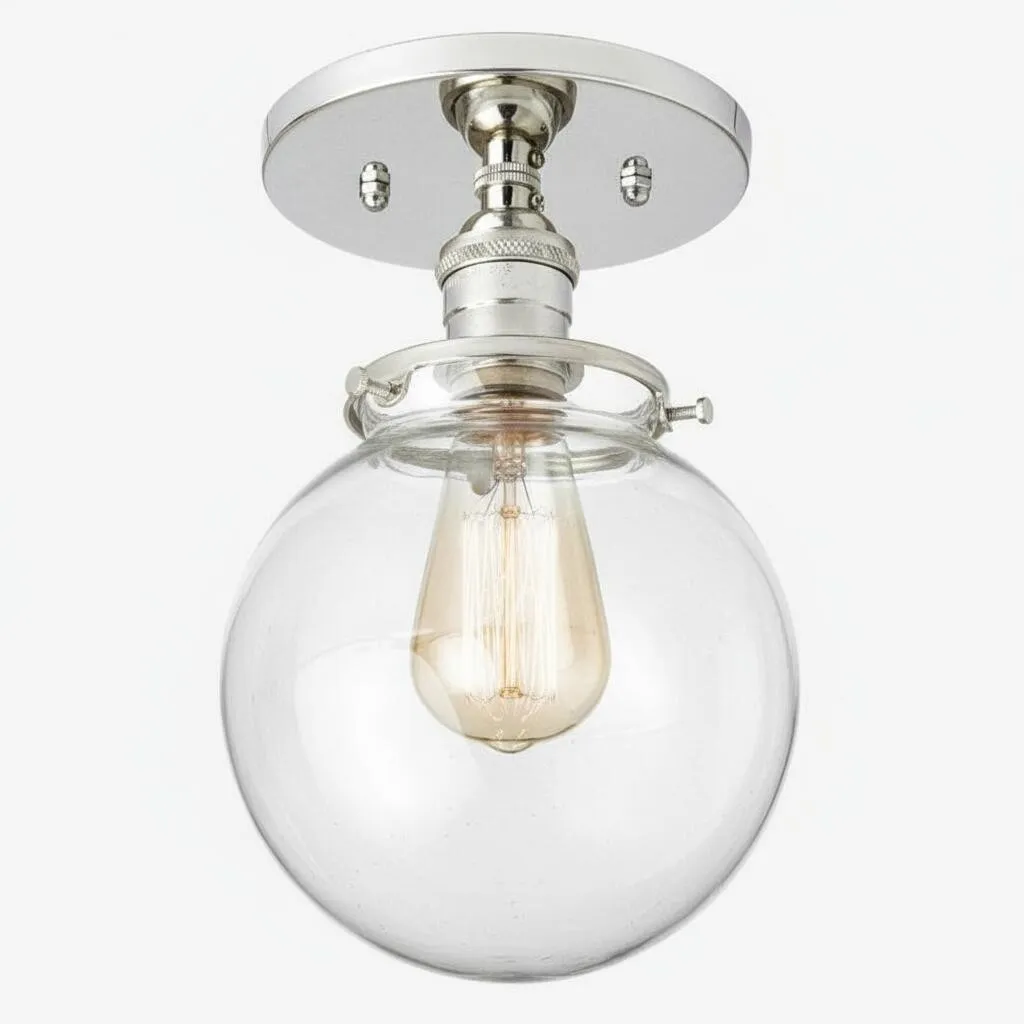 Glorica Glass Retro Globe Ceiling Light - Vintage Industrial Home Lighting T369