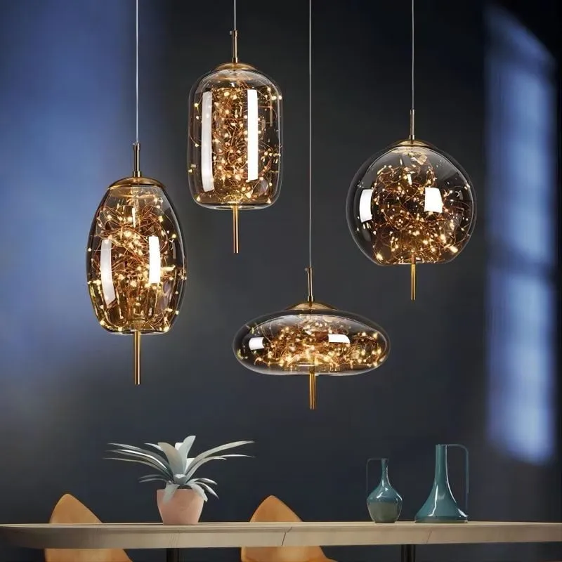 Scandinavian Cylinder Oval Glass Pendant Light M63