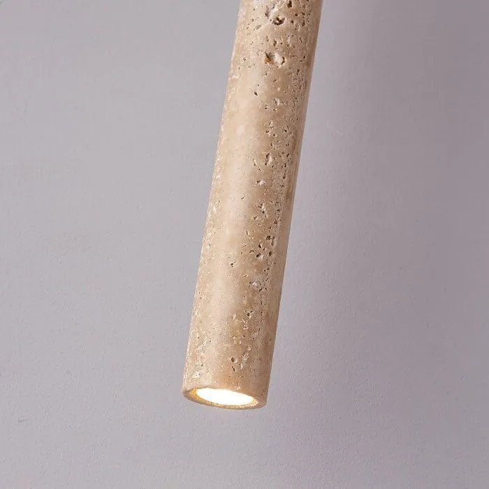 Japanese Wabi Sabi Yellow Travertine Cylinder 1-Light Pendant Light G33