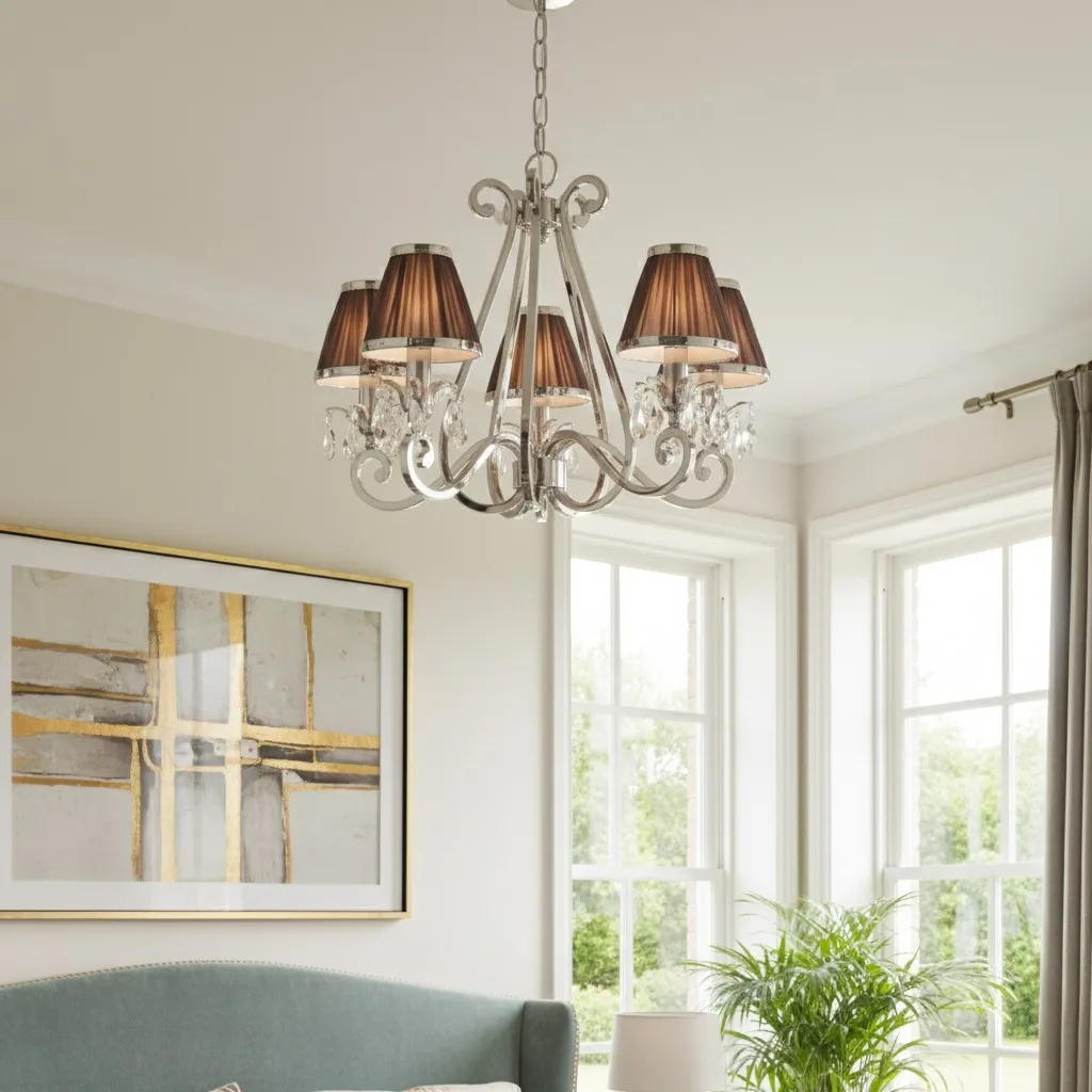 Talonis Multi-light Fabric Chandelier - Elegant Metal Curved Arms for Dining and Living T932