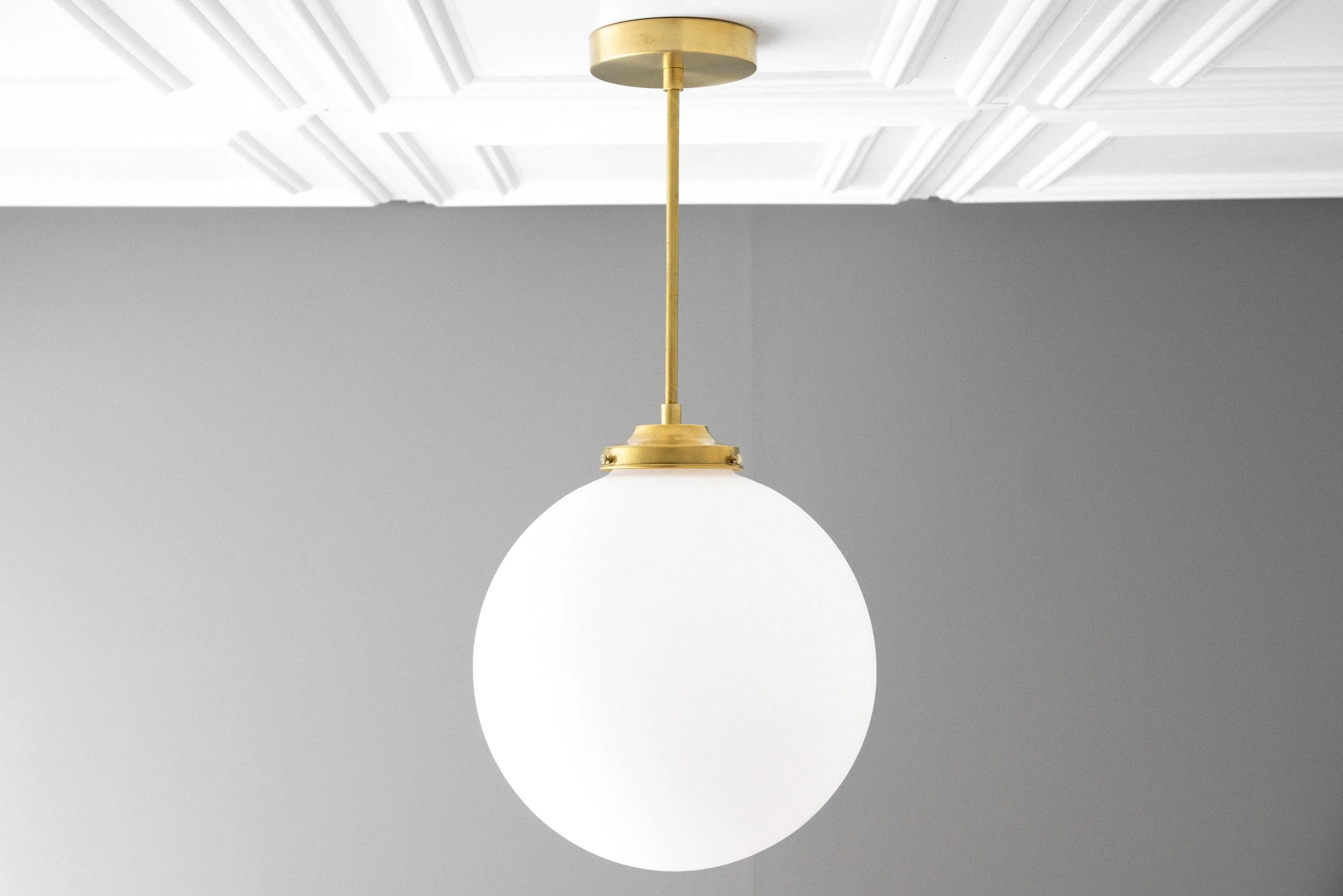 Glorica Glass 12 Inch Globe Ceiling Light - Frosted Glass Art Deco Pendant And Flush Mount T362