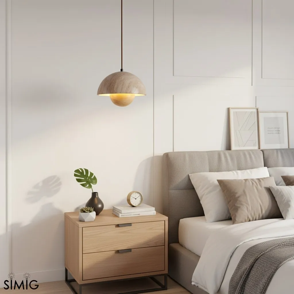 Semicircular Pendant Lamp - Modern Travertine Living Room G70
