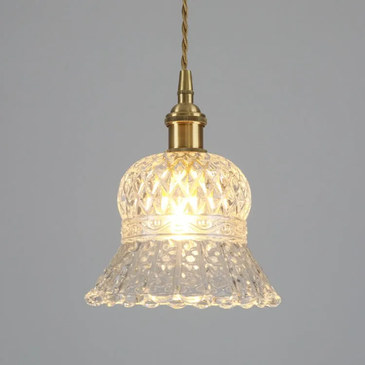 Traditional Japanese Brass Walnut Glass Ceramic Cylinder Conic Flower Bowl 1-Light Pendant Light For Dining Room T260