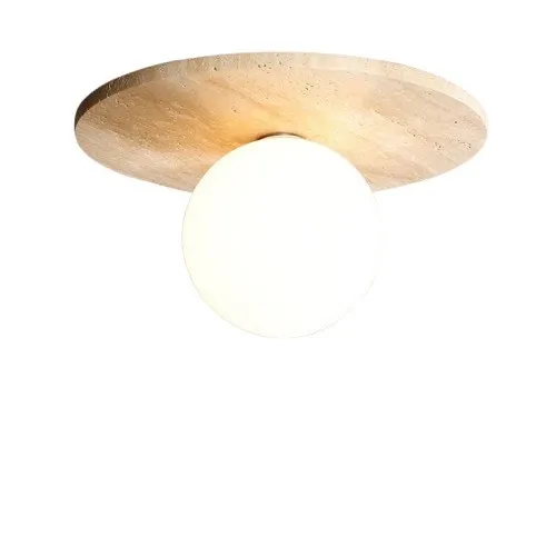 Natural Stone Travertine Ceiling Light - Minimalist Cylindrical Lamp G31