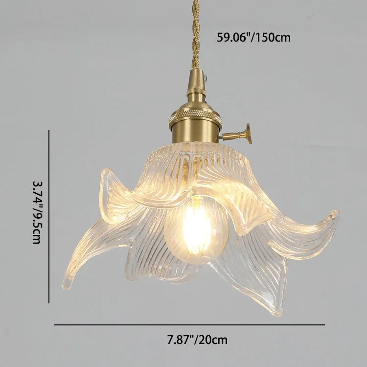 Traditional Japanese Brass Walnut Glass Ceramic Cylinder Conic Flower Bowl 1-Light Pendant Light For Dining Room T260